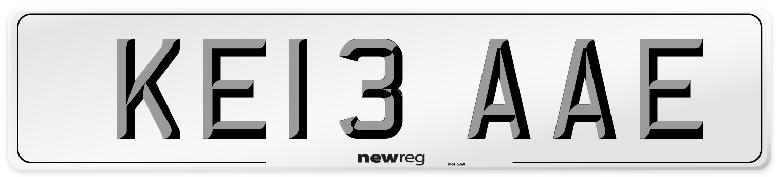 KE13 AAE Number Plate from New Reg